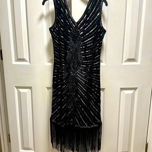 Sequin Flapper V-Neck Dress